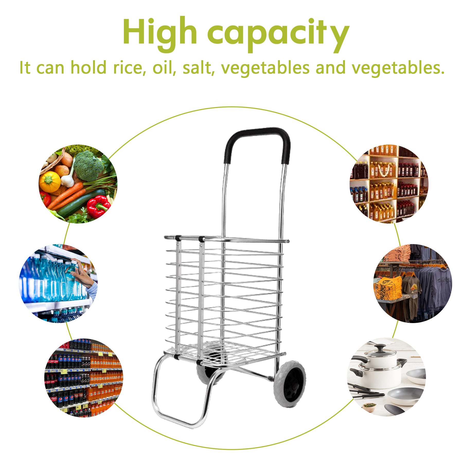 Bigapple Folding Hand Trolley Cart with Wheels I Adjustable Pull Handle I Heavy Duty Utility Cart I Portable, Light Weight Platform Truck I Luggage Trolley for Goods Carrying | Aluminium Body | 25Kg Capacity