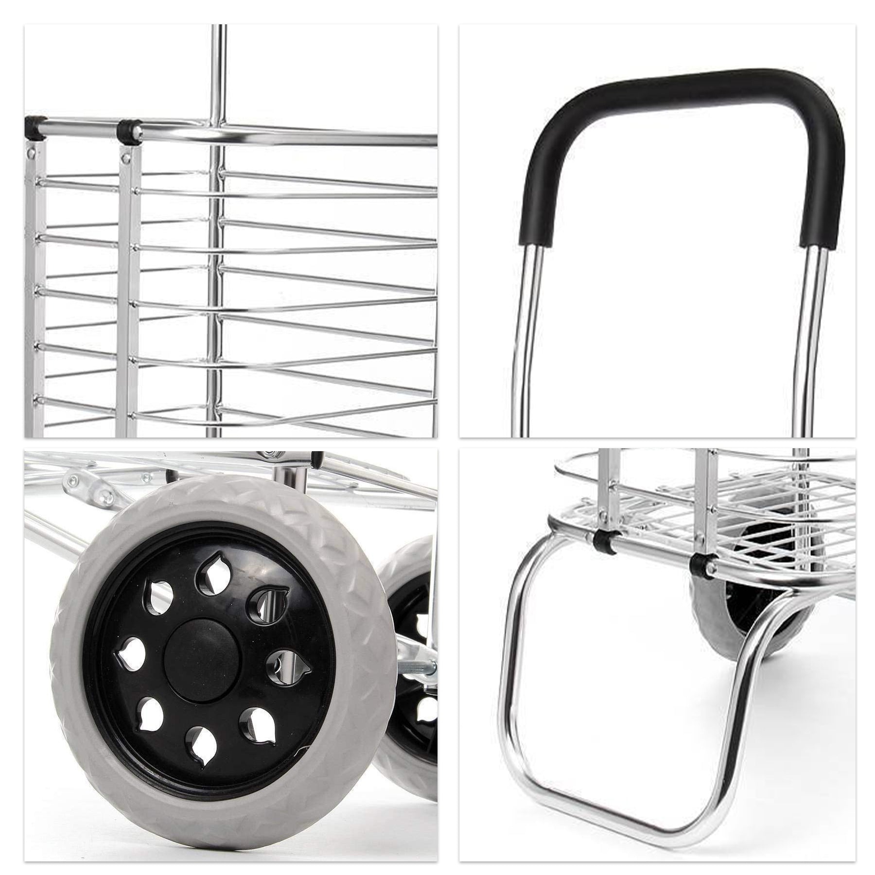 Bigapple Folding Hand Trolley Cart with Wheels I Adjustable Pull Handle I Heavy Duty Utility Cart I Portable, Light Weight Platform Truck I Luggage Trolley for Goods Carrying | Aluminium Body | 25Kg Capacity