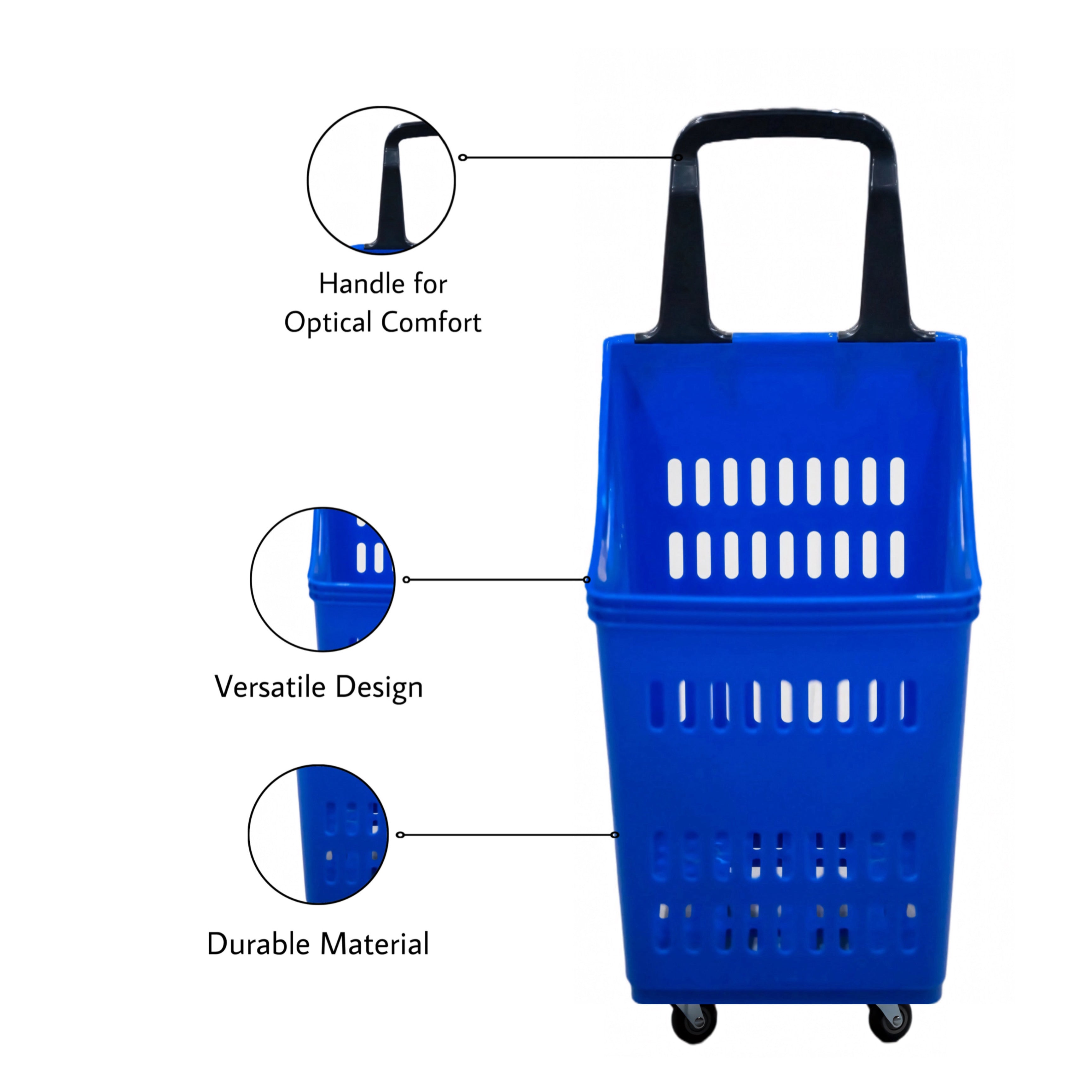Bigapple 60L Heavy Weight King Shopping Trolley Basket with wheels, Basket Type - comes with 4 wheels