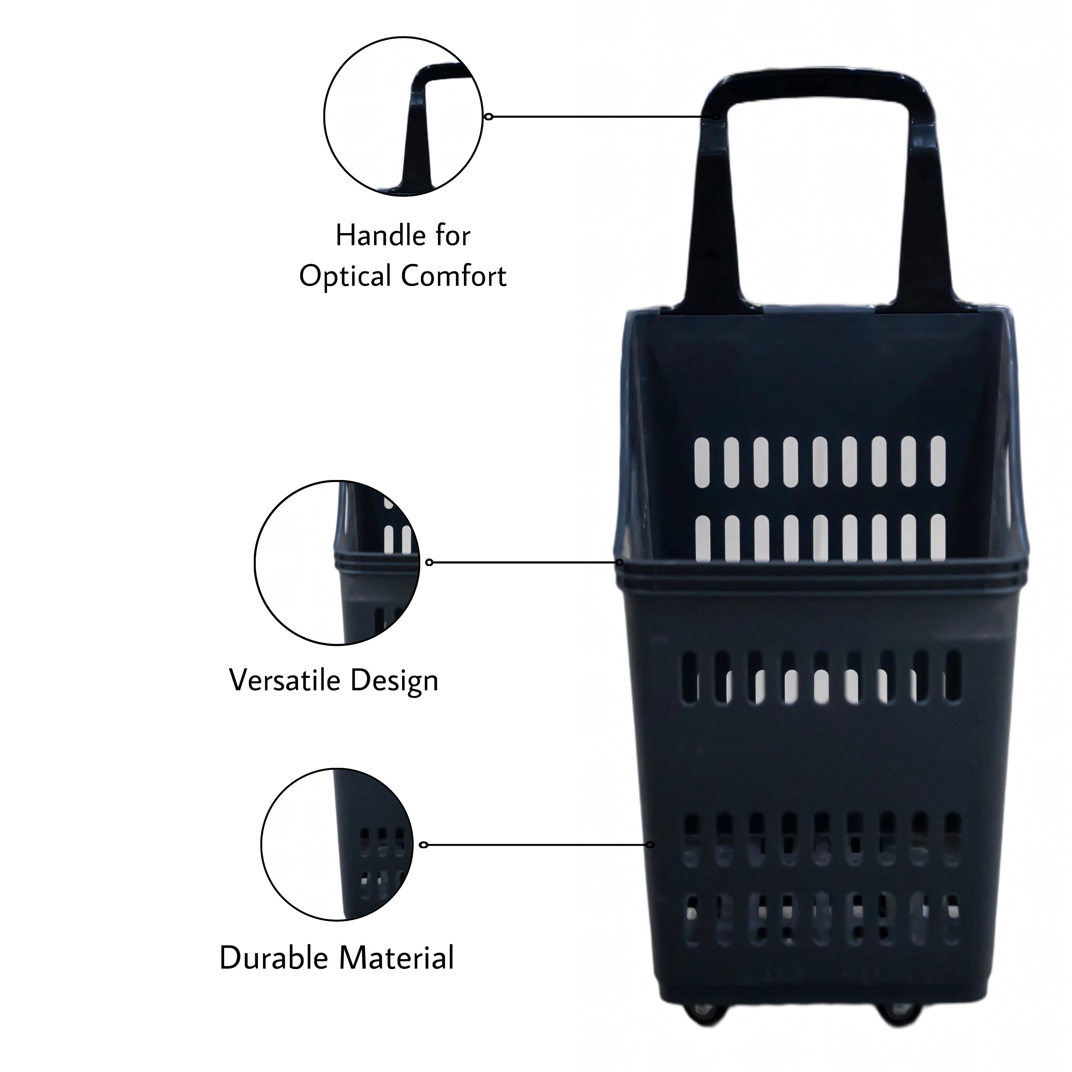 Bigapple 60L Heavy Weight King Shopping Trolley Basket with wheels, Basket Type - comes with 4 wheels