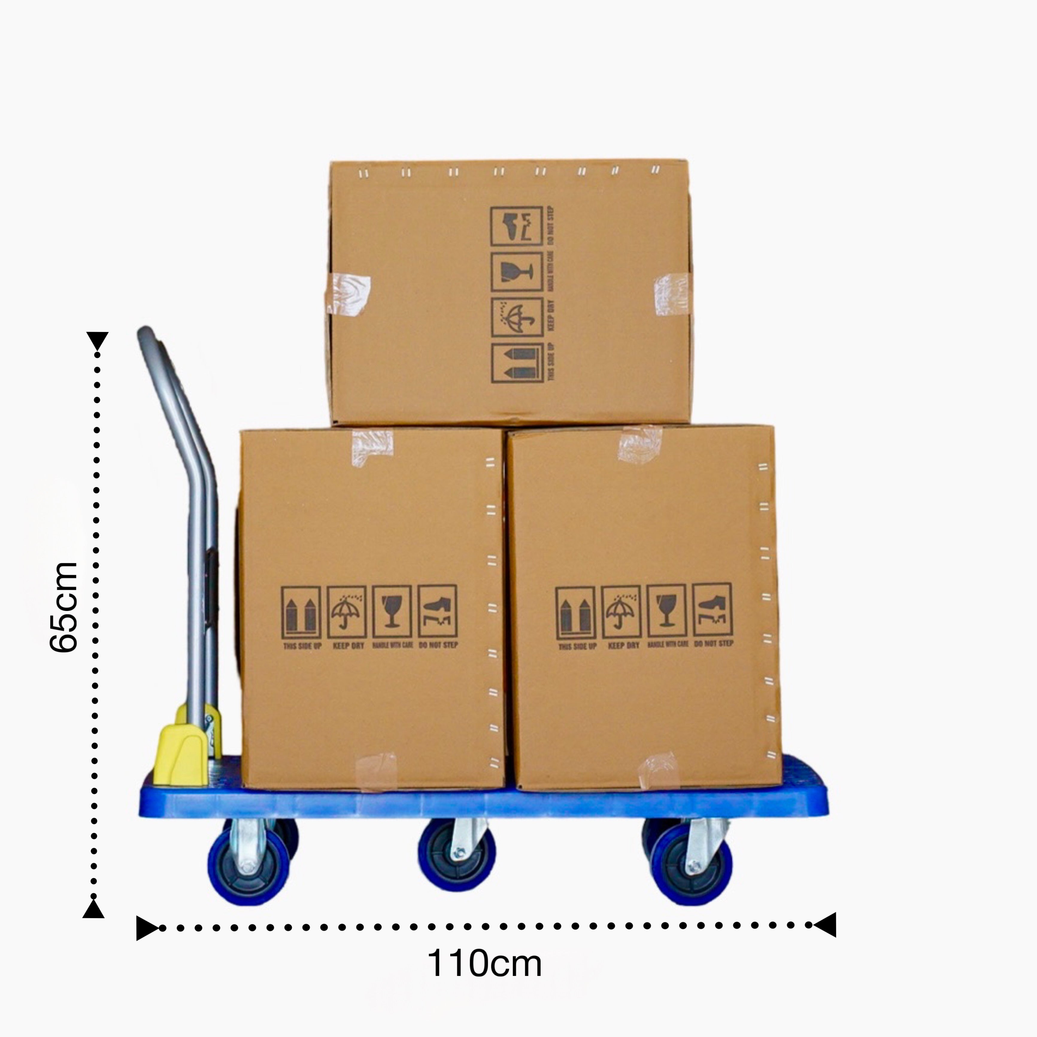 BIGAPPLE 600kg Capacity Plastic Foldable Platform Trolley for Heavy Weight/Material Handling Goods Trolley for Home, Office, Warehouse & Industries - 63cm x 105cm (5" Wheel/Blue)