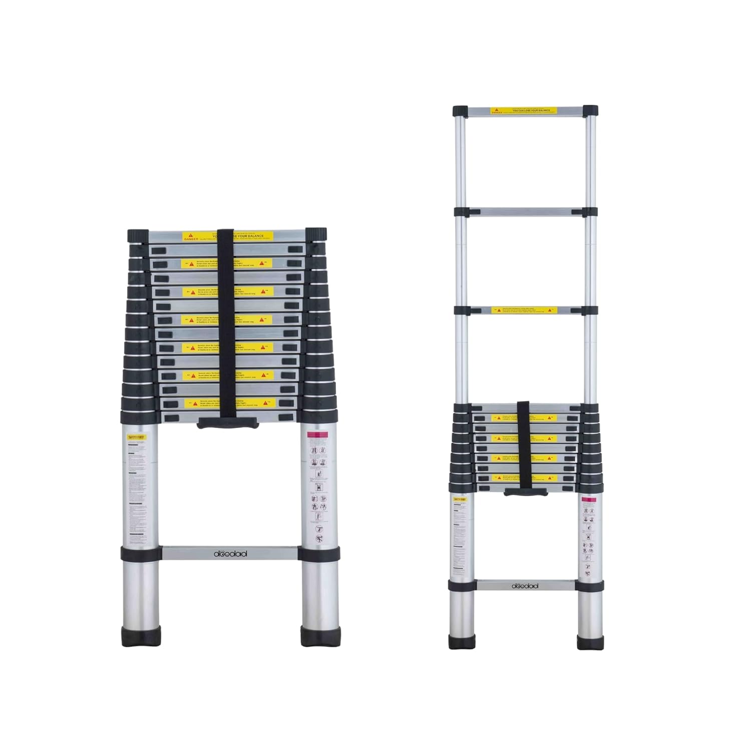 BIGAPPLE 5.0m (16.5 ft) Aluminium Telescopic Ladder, 13 Steps Foldable Ladder, EN131 Certified, Lightweight, Collapsible, Max Load up to 150 Kgs, 5 Meters, 16.5 ft