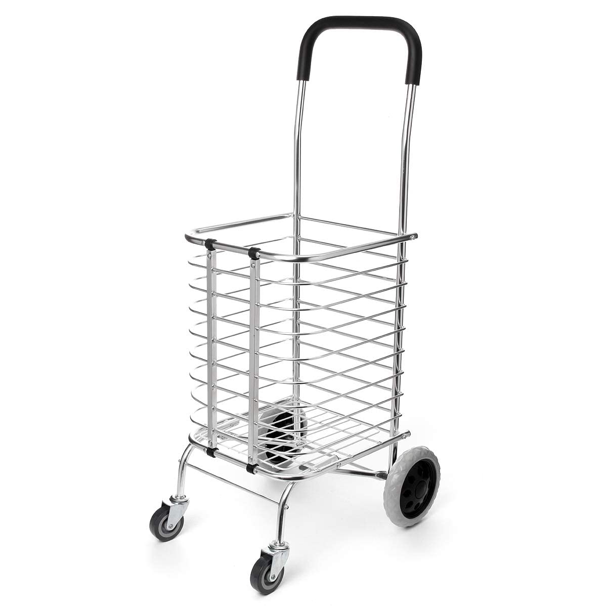 Bigapple Folding Hand Trolley Cart with Wheels I Adjustable Pull Handle I Heavy Duty Utility Cart I Portable, Light Weight Platform Truck I Luggage Trolley for Goods Carrying | Aluminium Body | 25Kg Capacity