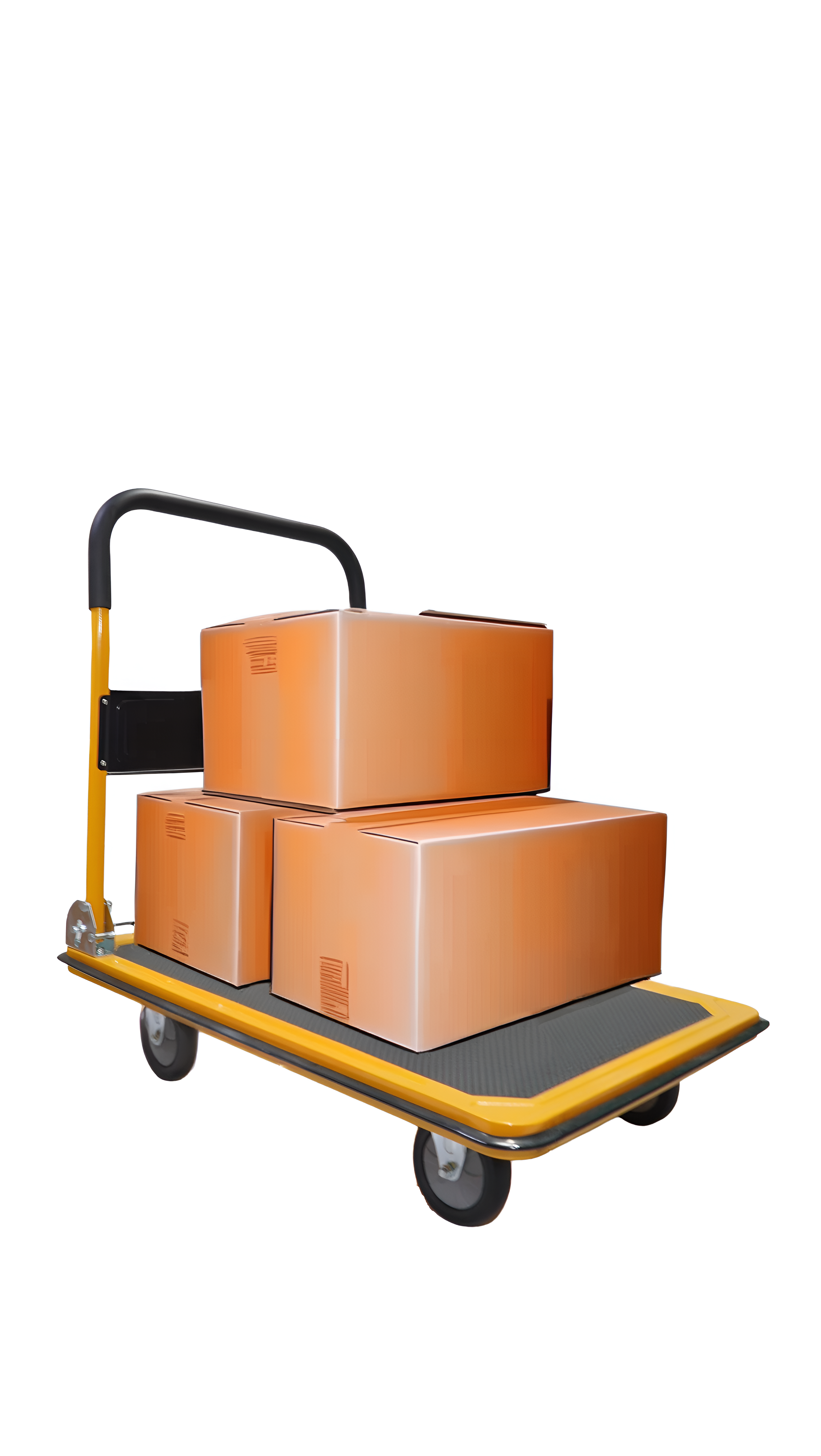 BIGAPPLE Metal Foldable Platform Trolley for Heavy Weight/Material Handling Goods Trolley for Home, Office, Warehouse & Industries (4 Wheels/Yellow)