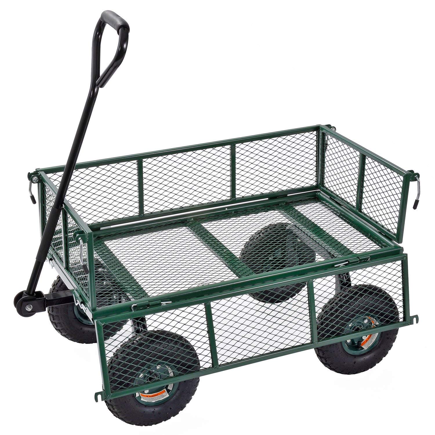BIGAPPLE 300 Kg Metal Dump Cart Jalli Type Trolley for Material Handling | 1-Year Warranty | Industrial Dolly Cart with 10" Wheels for warehousing, gardening and construction site usage