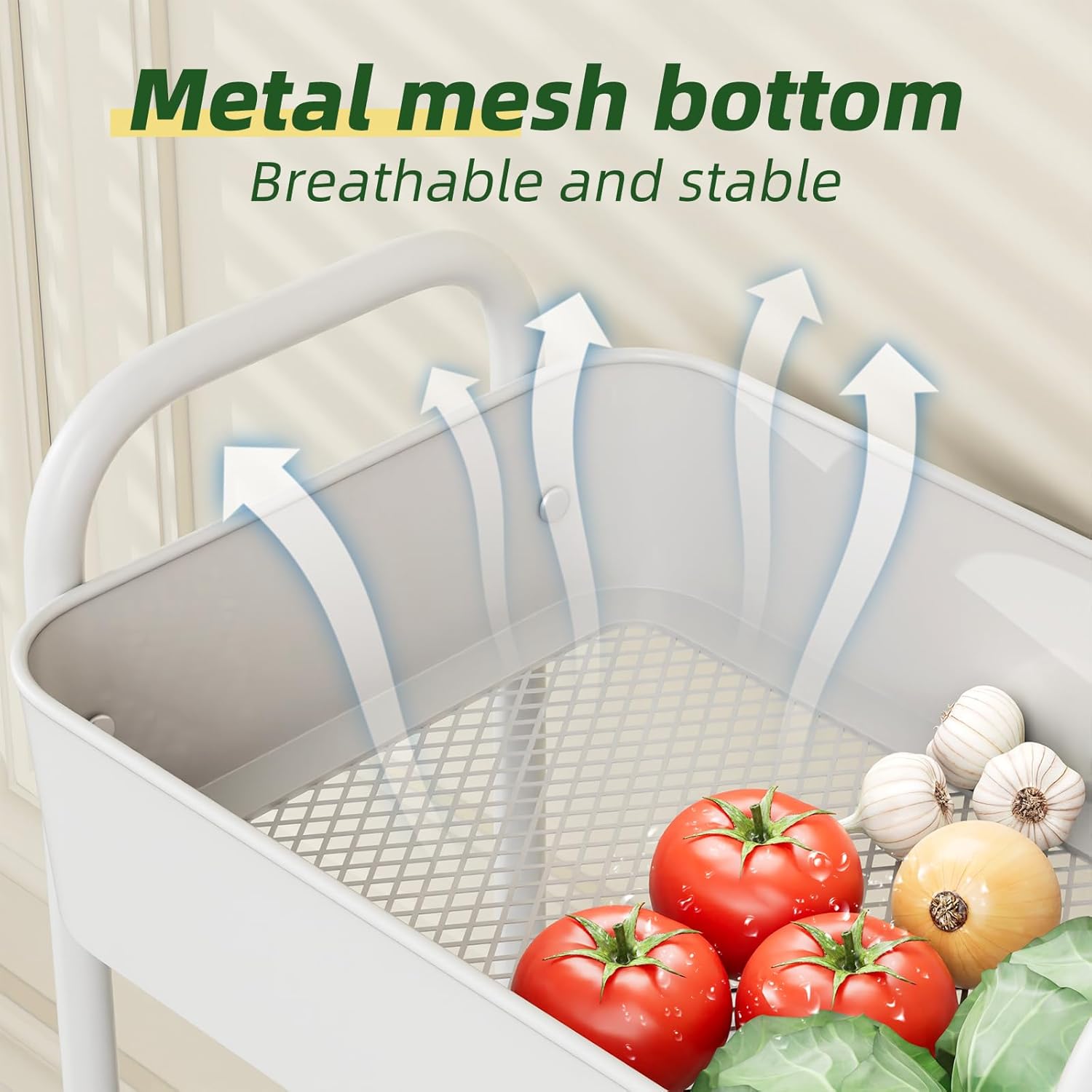 Bigapple 3 Tier Multipurpose Collapsible, Metal Storage Organizer, Rack, Trolley, cart for Kitchen, Bathroom and Office with Wheel-Rolling CART-Made in India, 75.5*45*29cm