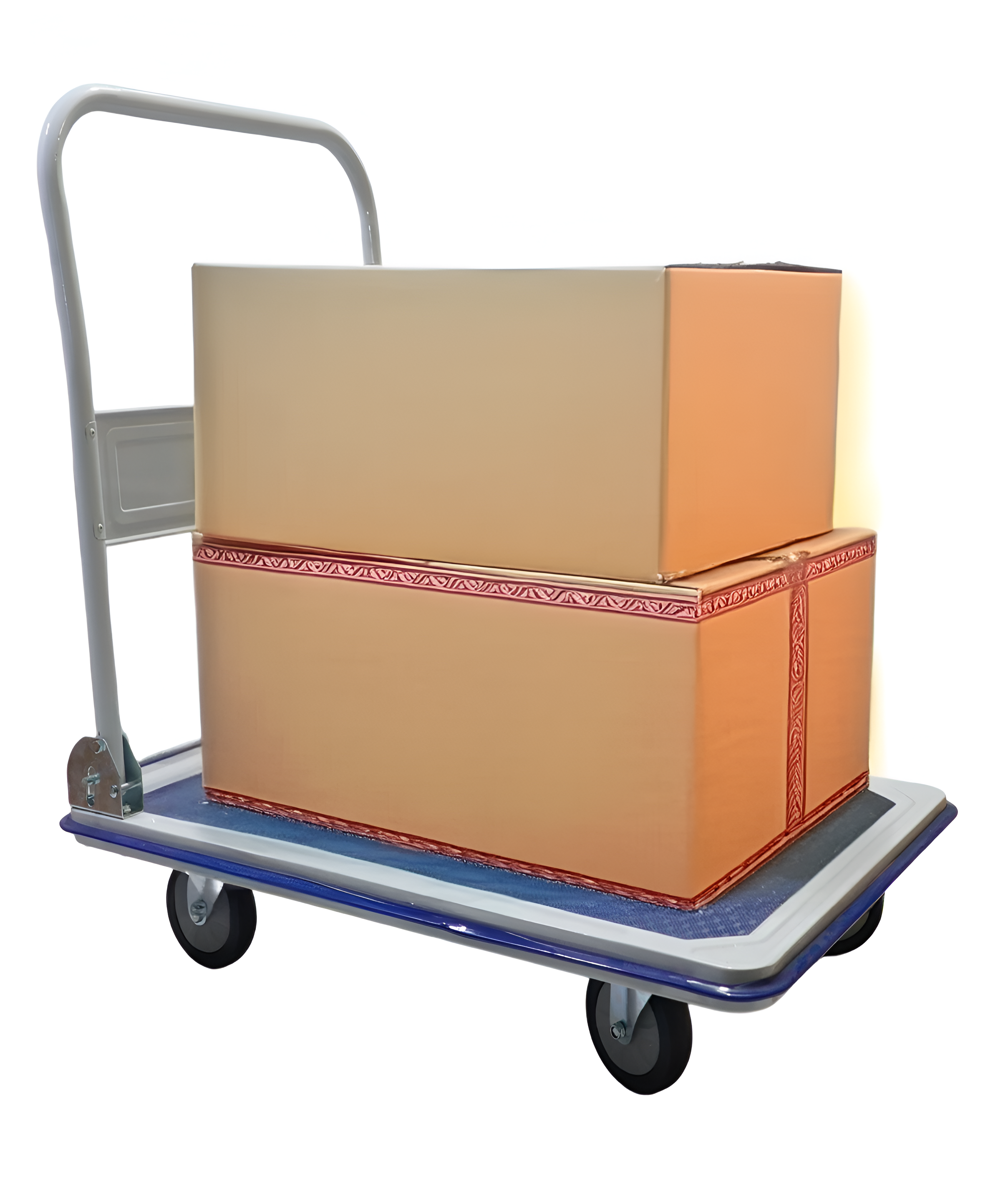 BIGAPPLE Metal Foldable Platform Trolley for Heavy Weight/Material Handling Goods Trolley for Home, Office, Warehouse & Industries ( 4 Wheel/Blue)