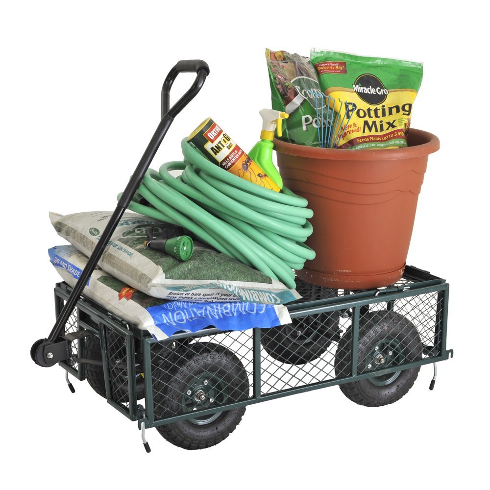 BIGAPPLE 300 Kg Metal Dump Cart Jalli Type Trolley for Material Handling | 1-Year Warranty | Industrial Dolly Cart with 10" Wheels for warehousing, gardening and construction site usage