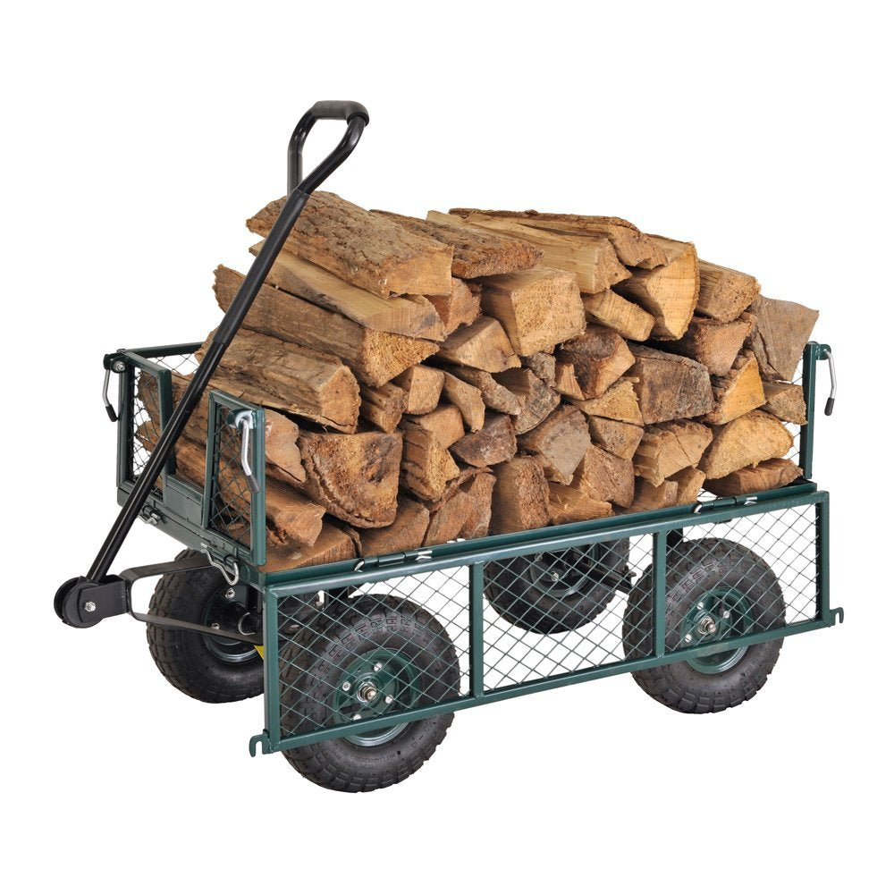 BIGAPPLE 300 Kg Metal Dump Cart Jalli Type Trolley for Material Handling | 1-Year Warranty | Industrial Dolly Cart with 10" Wheels for warehousing, gardening and construction site usage