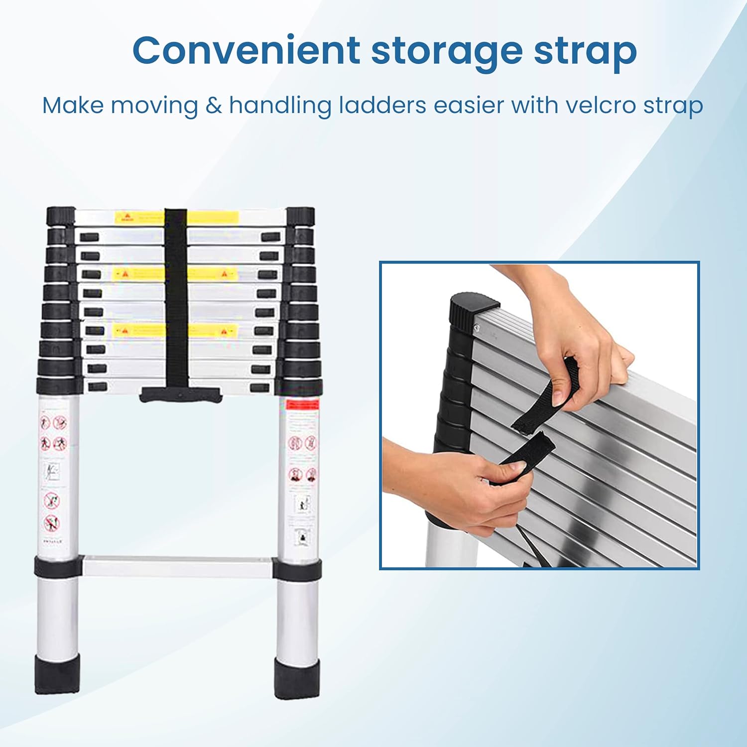 BIGAPPLE 2.9m (9.5 ft) Aluminium Telescopic Ladder, 10 Steps Foldable Ladder, EN131 Certified, Lightweight, Collapsible, Max Load up to 150 Kgs, 2.9 Meters, 9.5 ft Silver