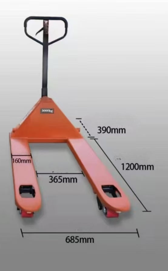 Hand Pallet Truck 3000 Kg (3 Ton) Capacity with Wheels and 550 mm Fork Width