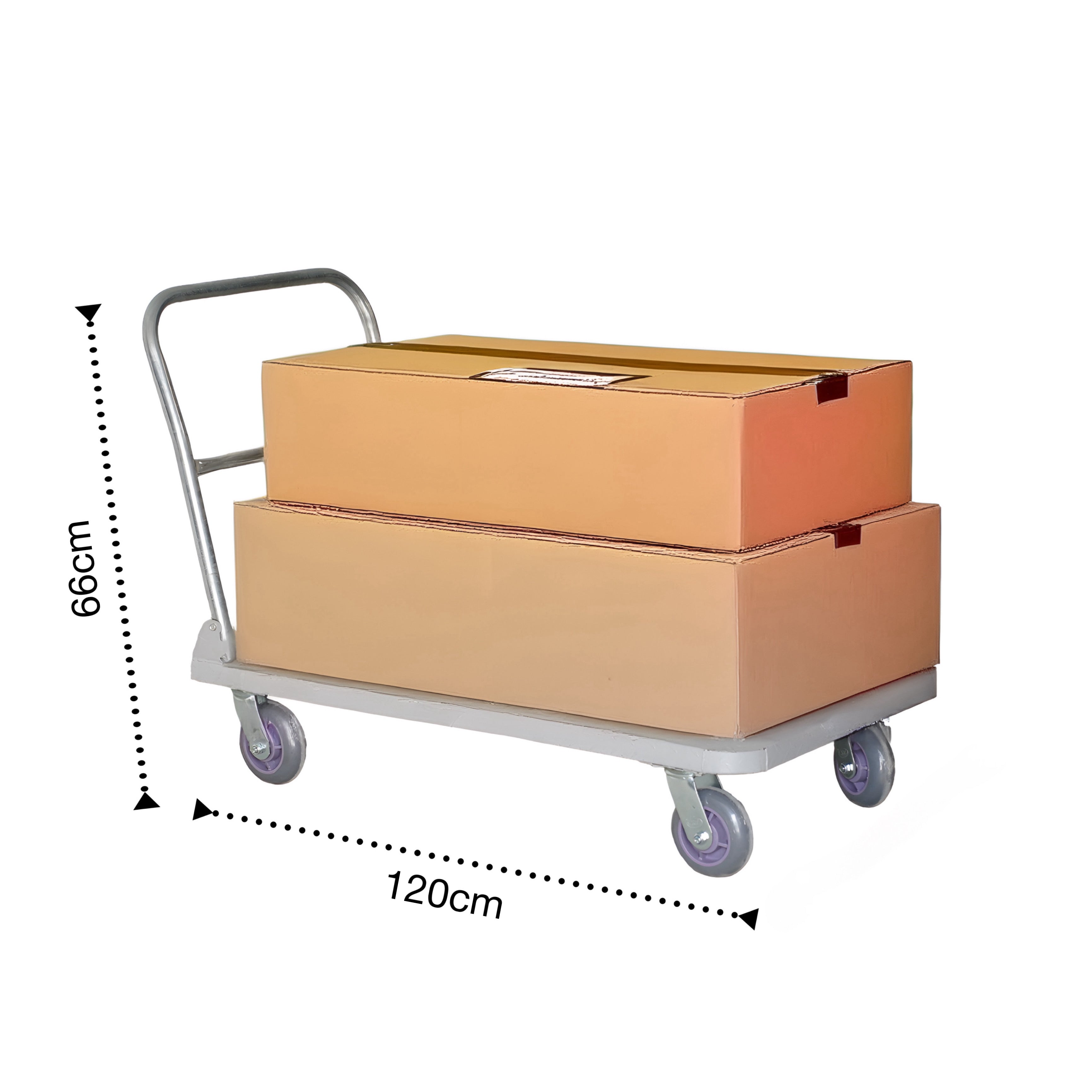 BIGAPPLE 700kg Capacity Iron Foldable Platform Trolley with Powder Coating for Heavy Weight/Material Handling Goods Trolly for Home, Office & Warehouse - 120cm x 66cm (6" Wheel/Silver)