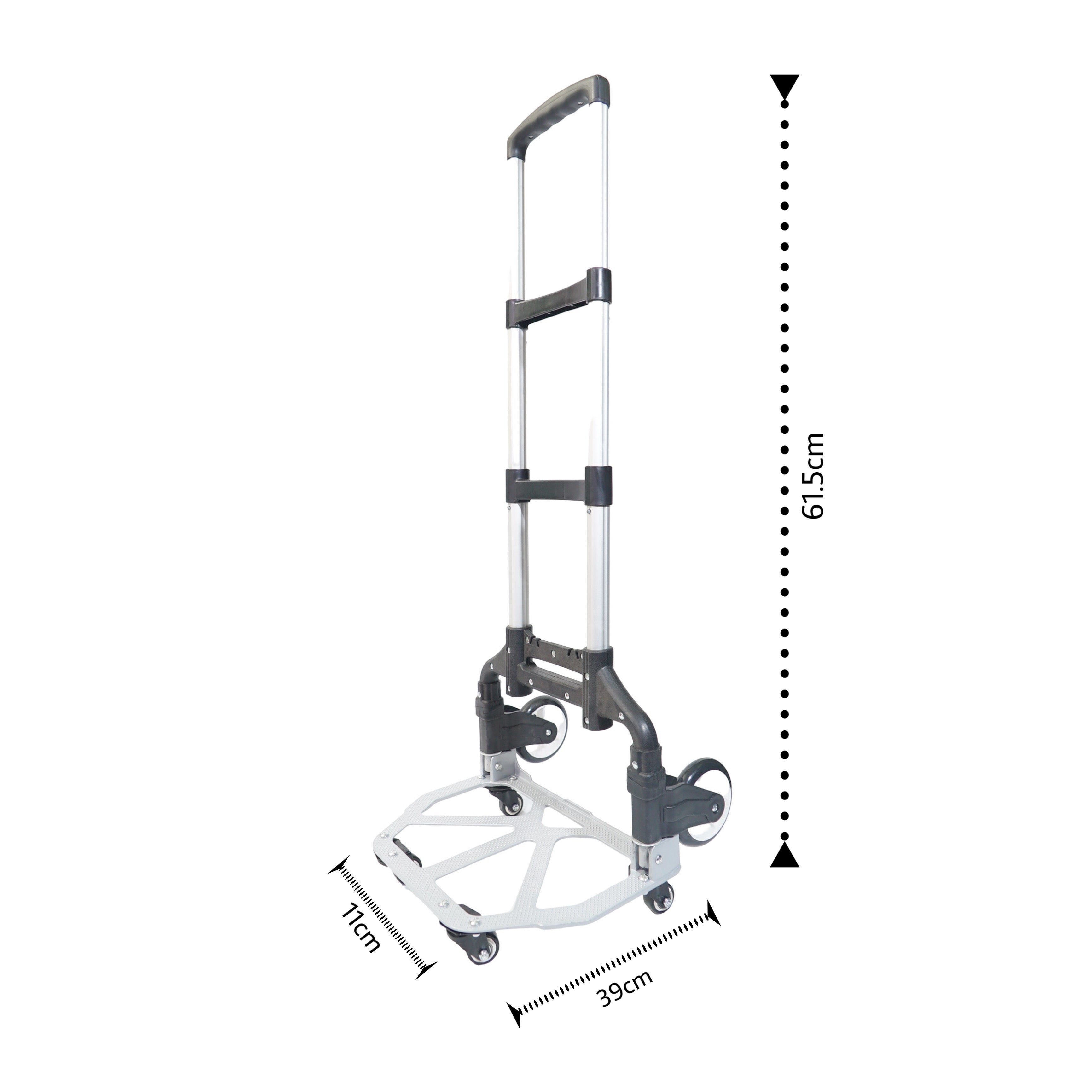 Bigapple Folding Hand Trolley Cart with Wheels I Adjustable Pull Handle I Heavy Duty Utility Cart I Portable, Light Weight Platform Truck I Luggage Trolley for Goods Carrying | Metal + ABS | 70Kg with Ext wheels