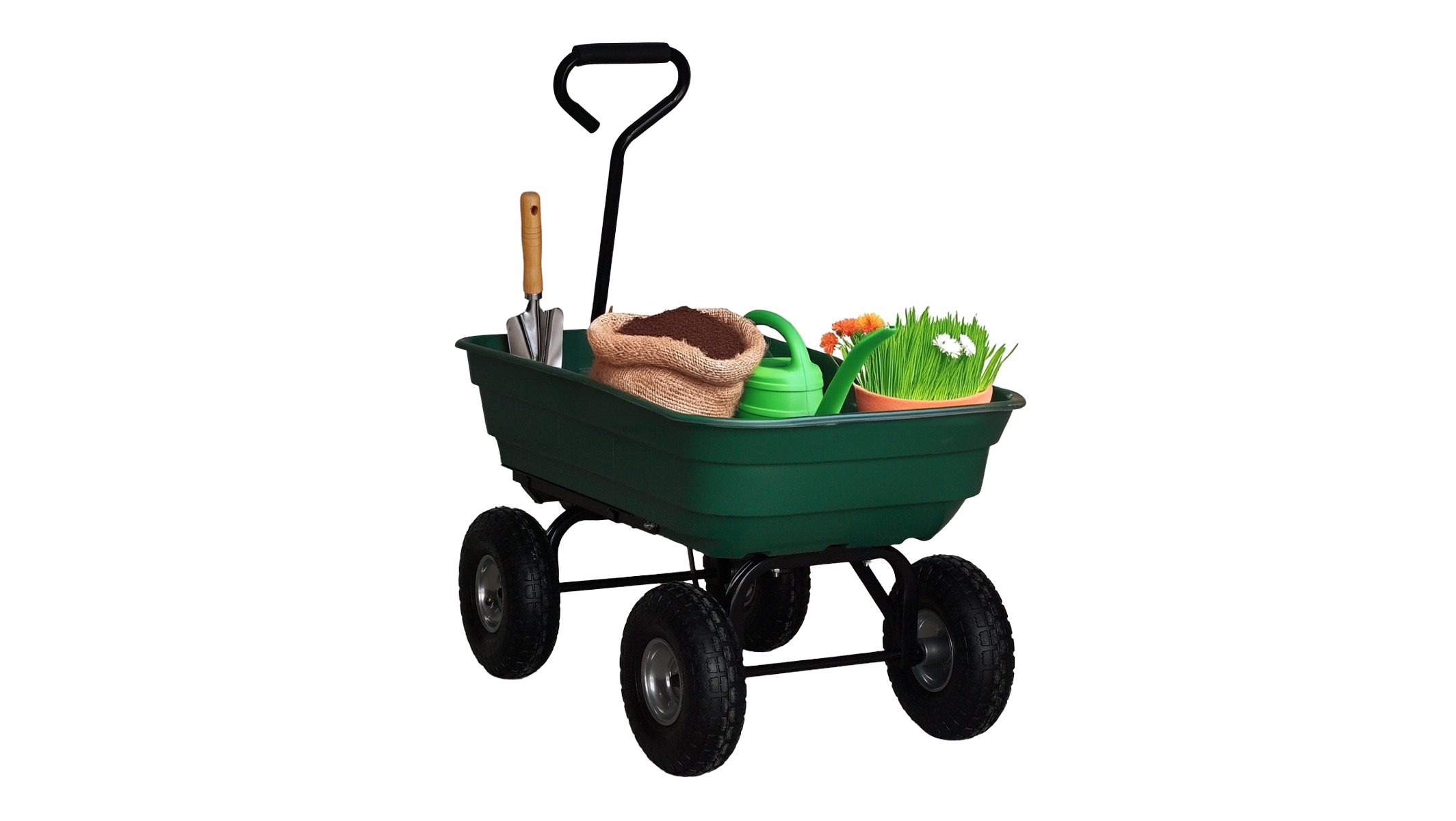BIGAPPLE 250 Kg Plastic Dump Cart Trolley for Material Handling | 1-Year Warranty | Industrial Dolly Cart with 10" Wheels for Warehousing, Gardening and Construction site Usage