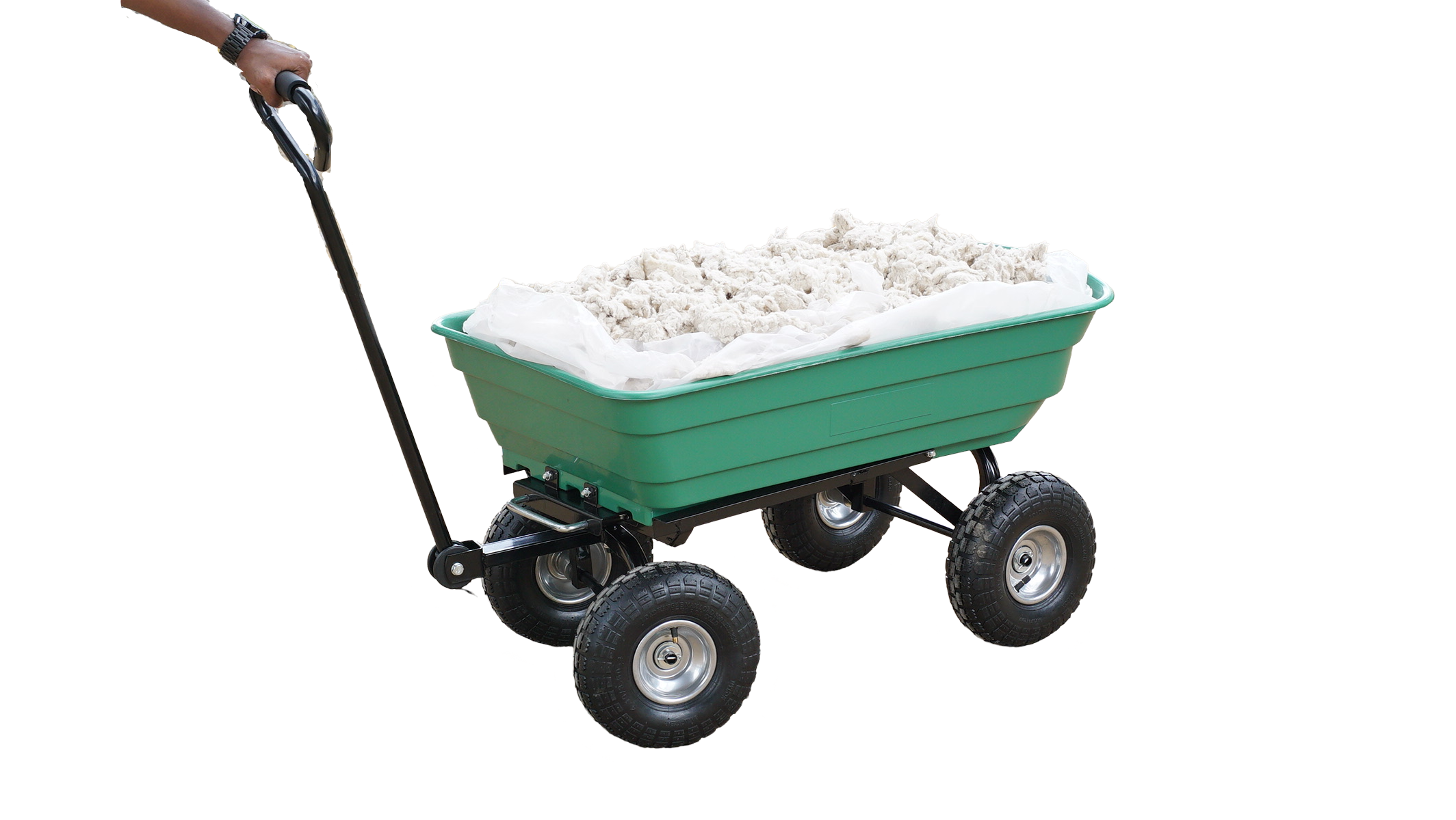 BIGAPPLE 250 Kg Plastic Dump Cart Trolley for Material Handling | 1-Year Warranty | Industrial Dolly Cart with 10" Wheels for Warehousing, Gardening and Construction site Usage