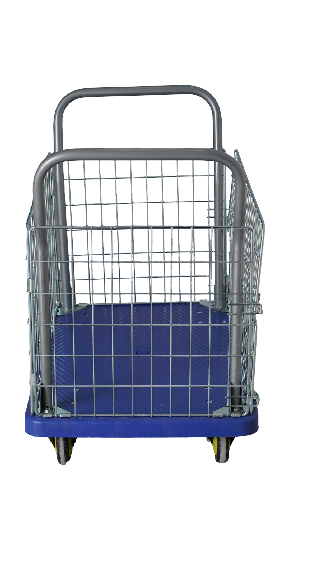 BIGAPPLE 300kg Capacity Plastic Cage Platform Trolley for Heavy Weight/Material Handling Goods Trolley for Home, Office, Warehouse & Industries - 60cm x 90cm (5" Wheel/Blue)