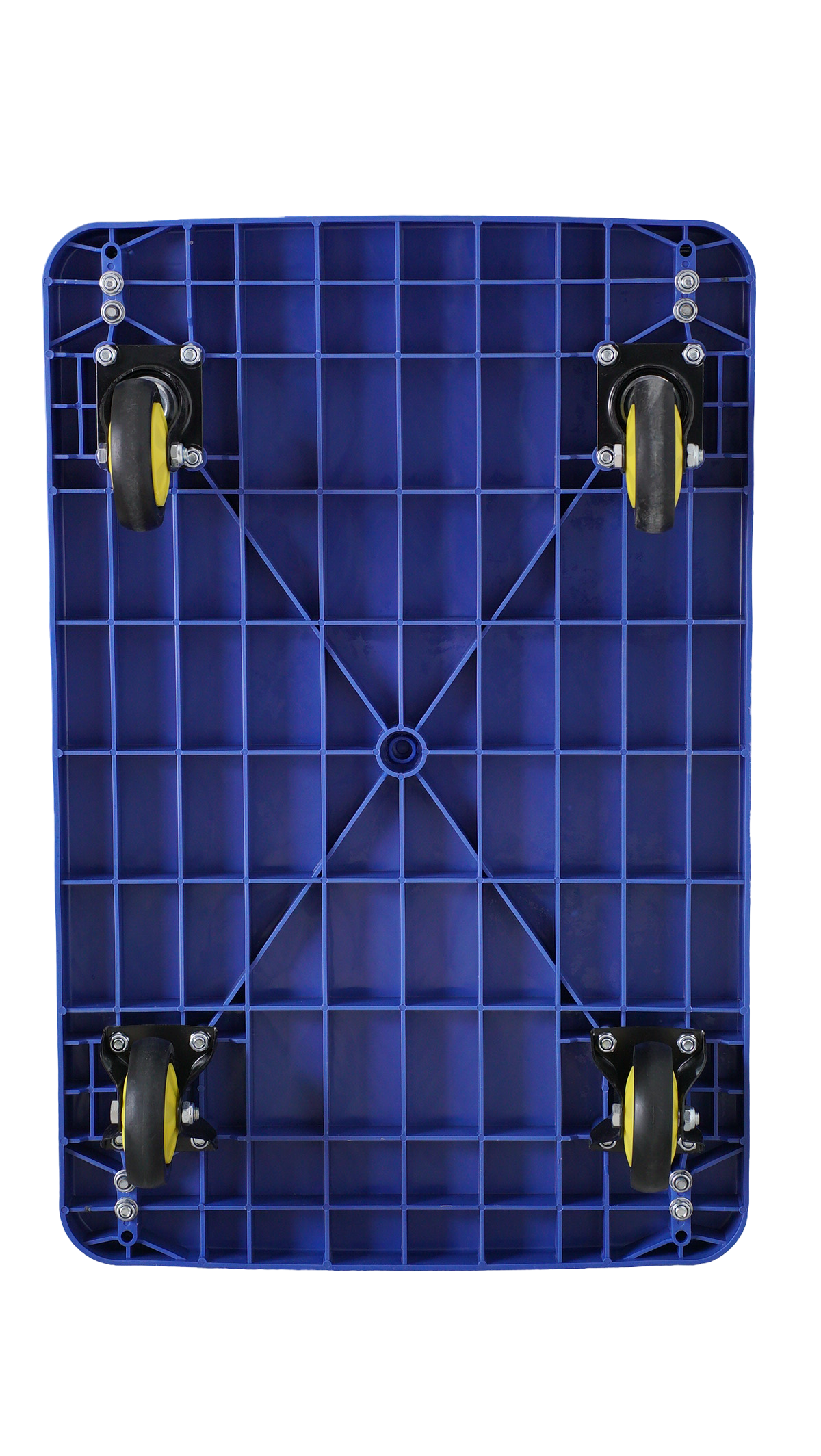 BIGAPPLE 300kg Capacity Plastic Cage Platform Trolley for Heavy Weight/Material Handling Goods Trolley for Home, Office, Warehouse & Industries - 60cm x 90cm (5" Wheel/Blue)