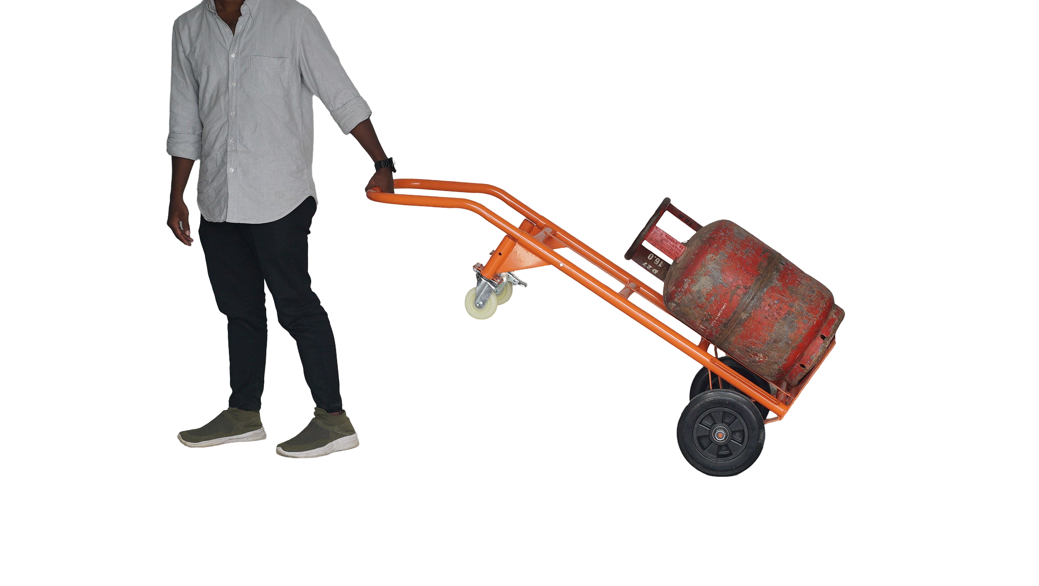 Bigapple 2 way 200 Kg Capacity Mild Steel Powder Coated Cylinder Trolley/Drum Trolley Cart for Homes and Outdoor uses