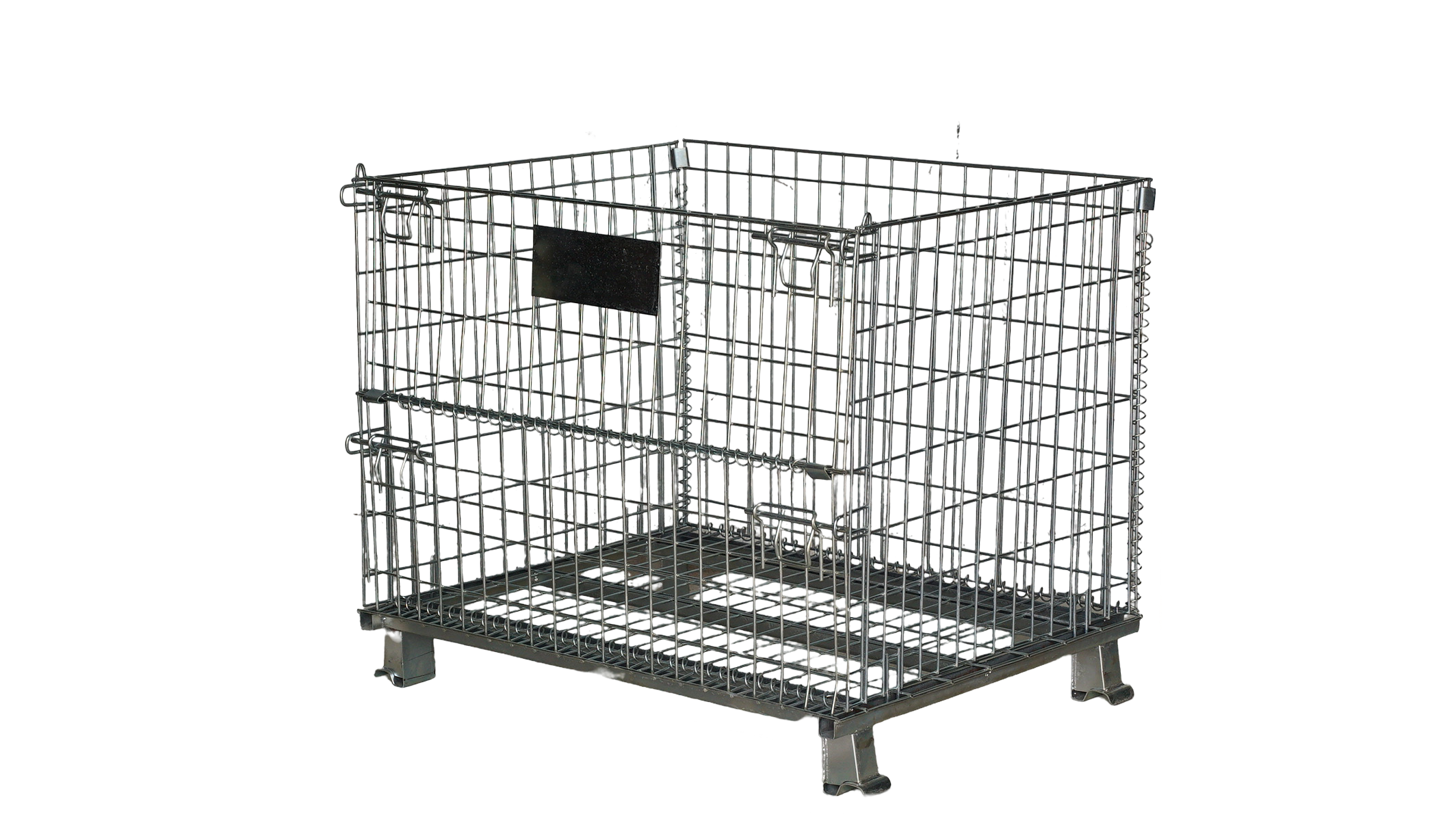Bigapple Heavy Weight King Foldable galvanized Collapsible Wire Mesh Stackable Container, rolling metal storage cage