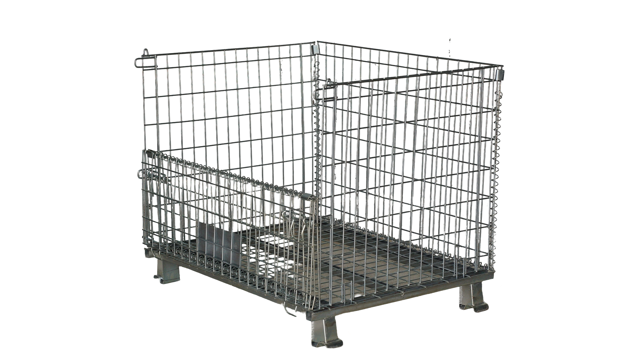 Bigapple Heavy Weight King Foldable galvanized Collapsible Wire Mesh Stackable Container, rolling metal storage cage