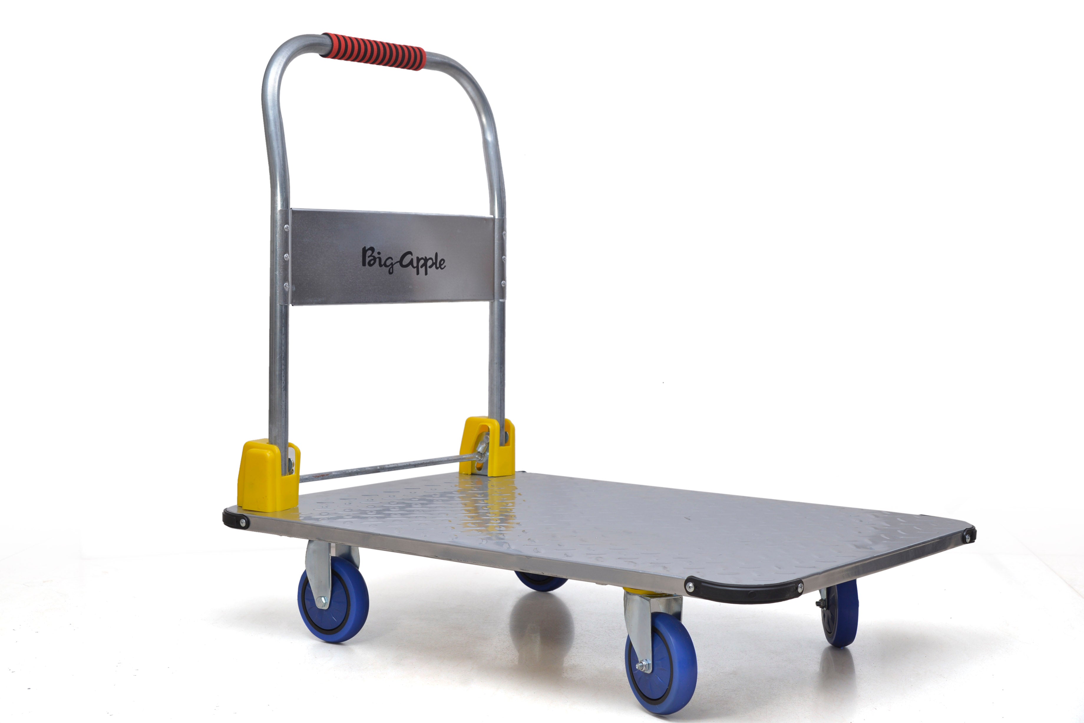 BIGAPPLE MS Foldable Platform Trolley with Powder Coating for Heavy Weight/Material Handling Goods Trolly for Home, Office & Warehouse (4 Wheels/Silver)