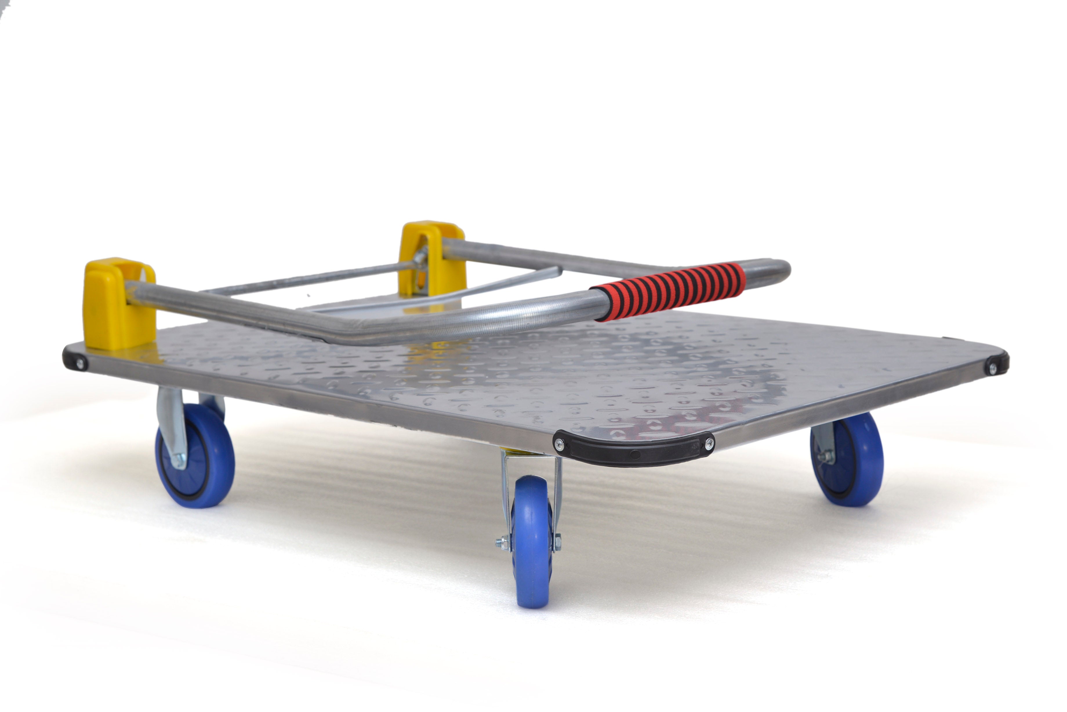 BIGAPPLE MS Foldable Platform Trolley with Powder Coating for Heavy Weight/Material Handling Goods Trolly for Home, Office & Warehouse (4 Wheels/Silver)