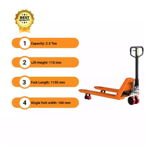 Hand Pallet Truck 3000 Kg (3 Ton) Capacity with Wheels and 550 mm Fork Width