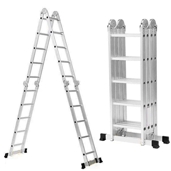 BIGAPPLE 19 Feet (20 Steps) Portable & Compact Folding Aluminium Multipurpose Super Ladder | 1-Year Warranty | Ladder for Home & Industrial Use - Capacity 120 Kg