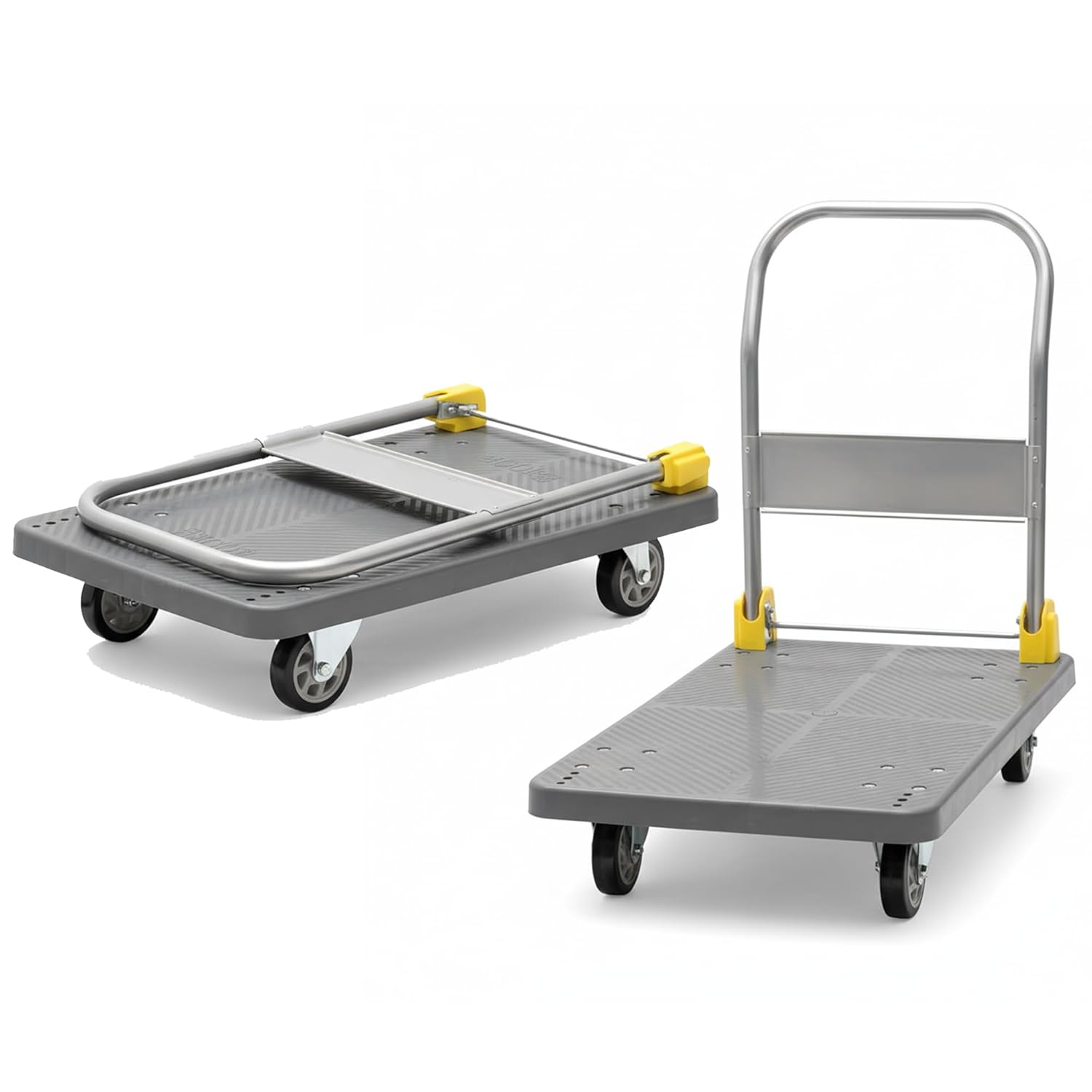 400kg BIGAPPLE Plastic Foldable Platform Trolley for Heavy Weight/Material Handling Goods Trolley for Home, Office, Warehouse & Industries -Grey Color