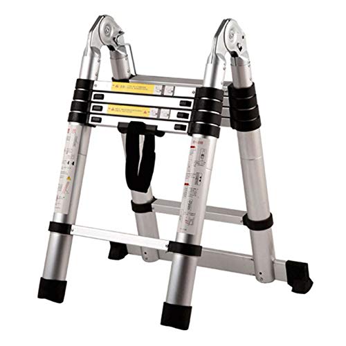 BIGAPPLE 1.6+1.6m (10.5 ft) Aluminium Telescopic Ladder, 2X5 Steps Foldable Ladder, EN131 Certified, Lightweight, Collapsible, Max Load up to 150 Kgs, 1.6+1.6Meters, 10.5 ft