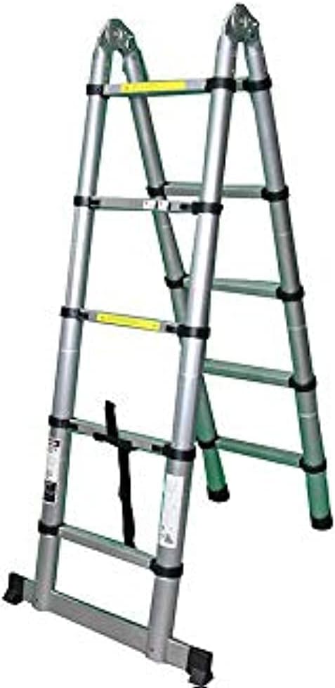 BIGAPPLE 1.6+1.6m (10.5 ft) Aluminium Telescopic Ladder, 2X5 Steps Foldable Ladder, EN131 Certified, Lightweight, Collapsible, Max Load up to 150 Kgs, 1.6+1.6Meters, 10.5 ft