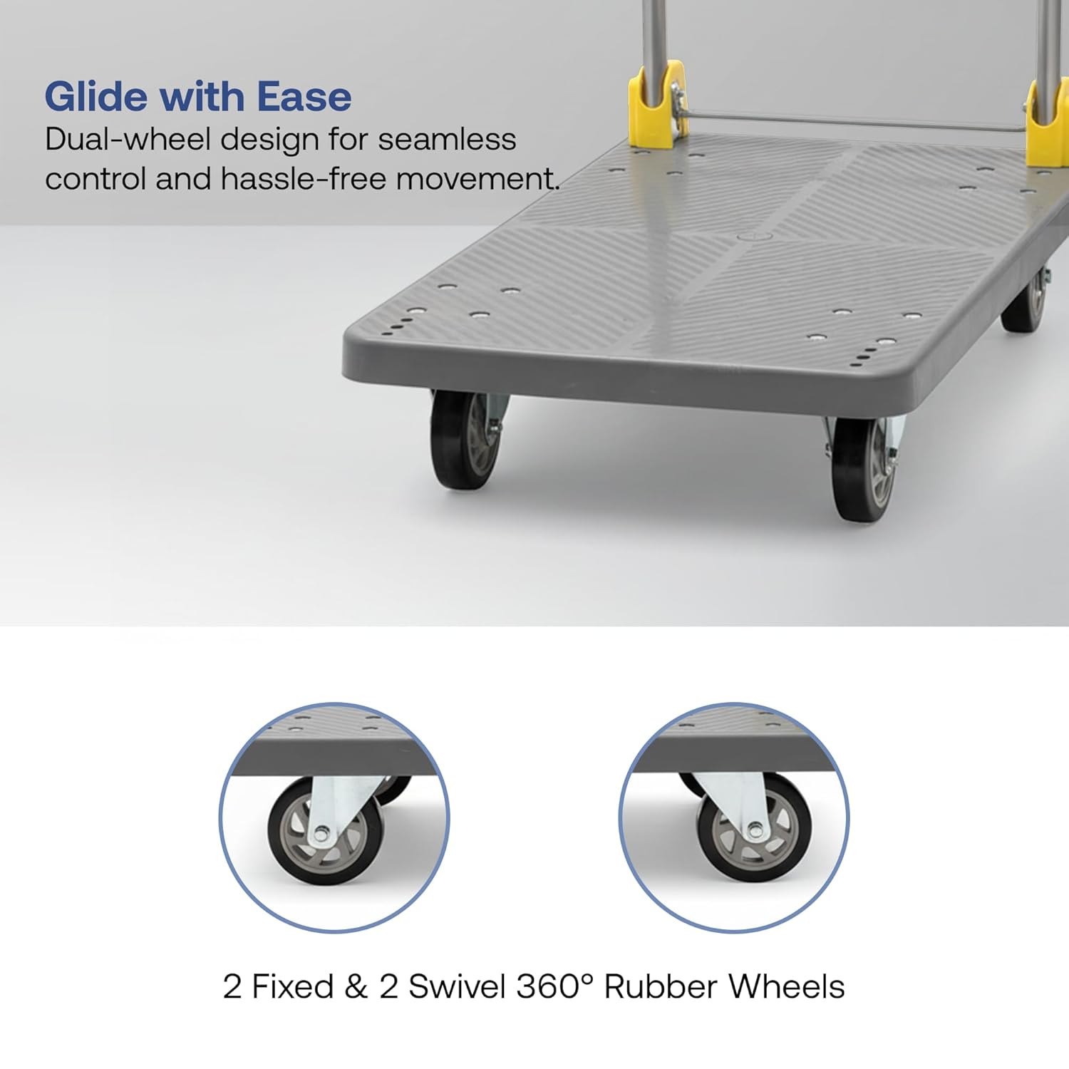 400kg BIGAPPLE Plastic Foldable Platform Trolley for Heavy Weight/Material Handling Goods Trolley for Home, Office, Warehouse & Industries -Grey Color