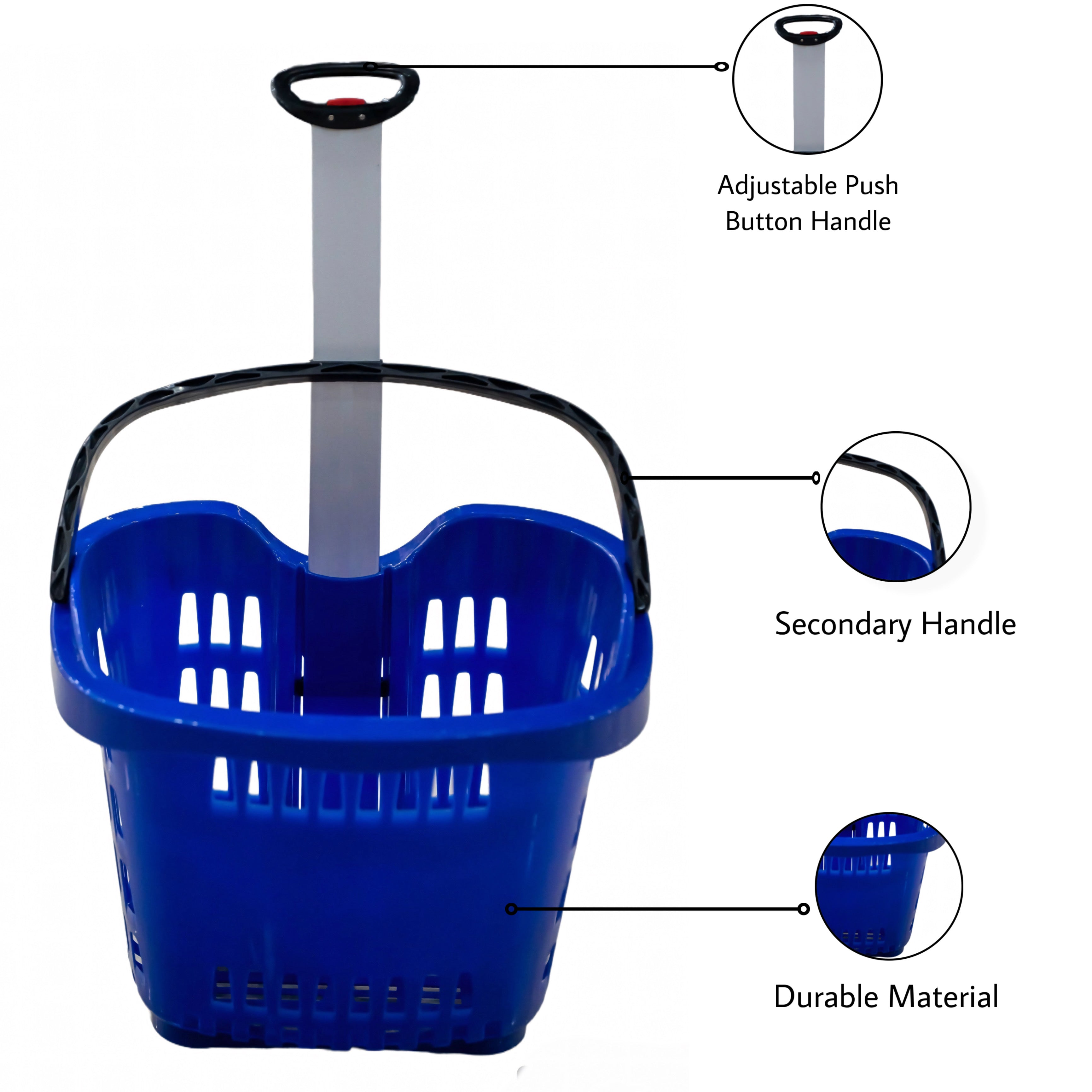 Bigapple 56L Heavy Weight King Shopping Trolley Basket with wheels, Basket Type - comes with 2 wheels and Aluminium Handle