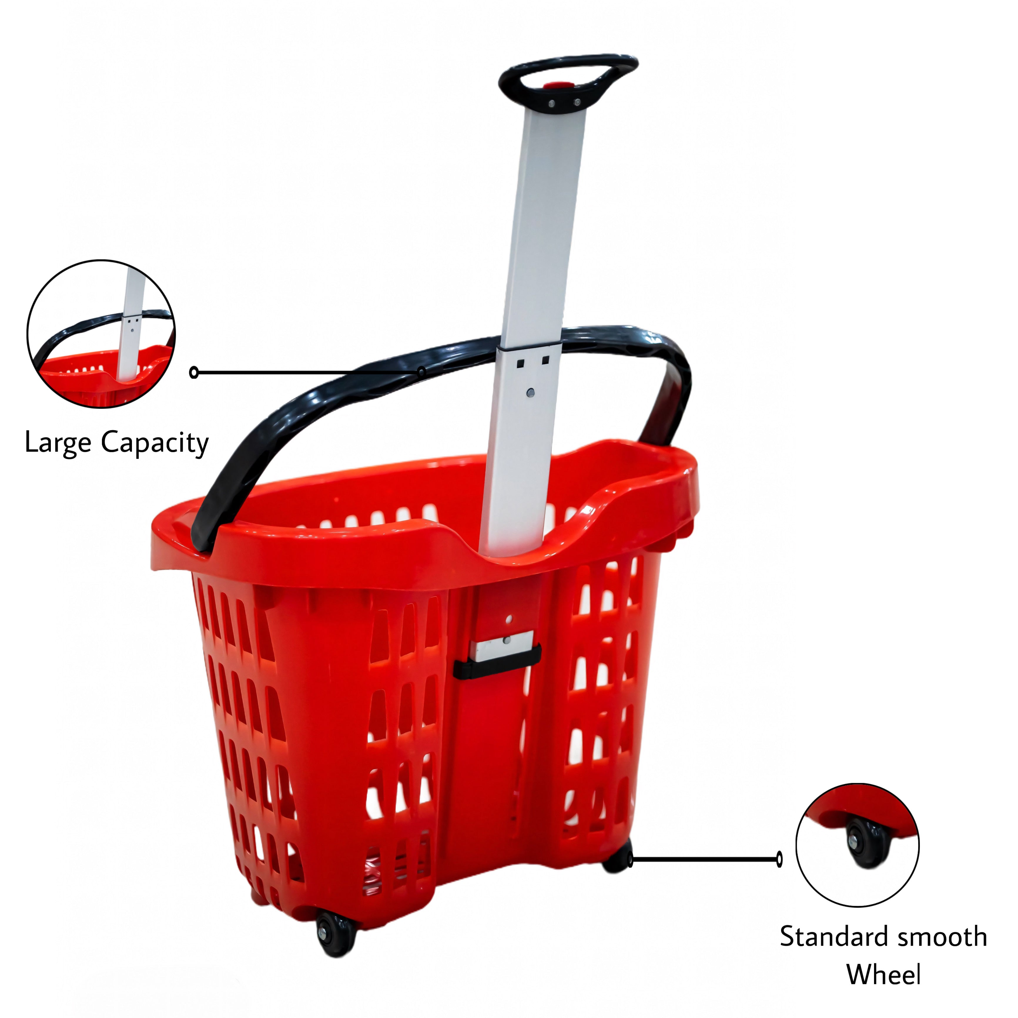 Bigapple 56L Heavy Weight King Shopping Trolley Basket with wheels, Basket Type - comes with 2 wheels and Aluminium Handle