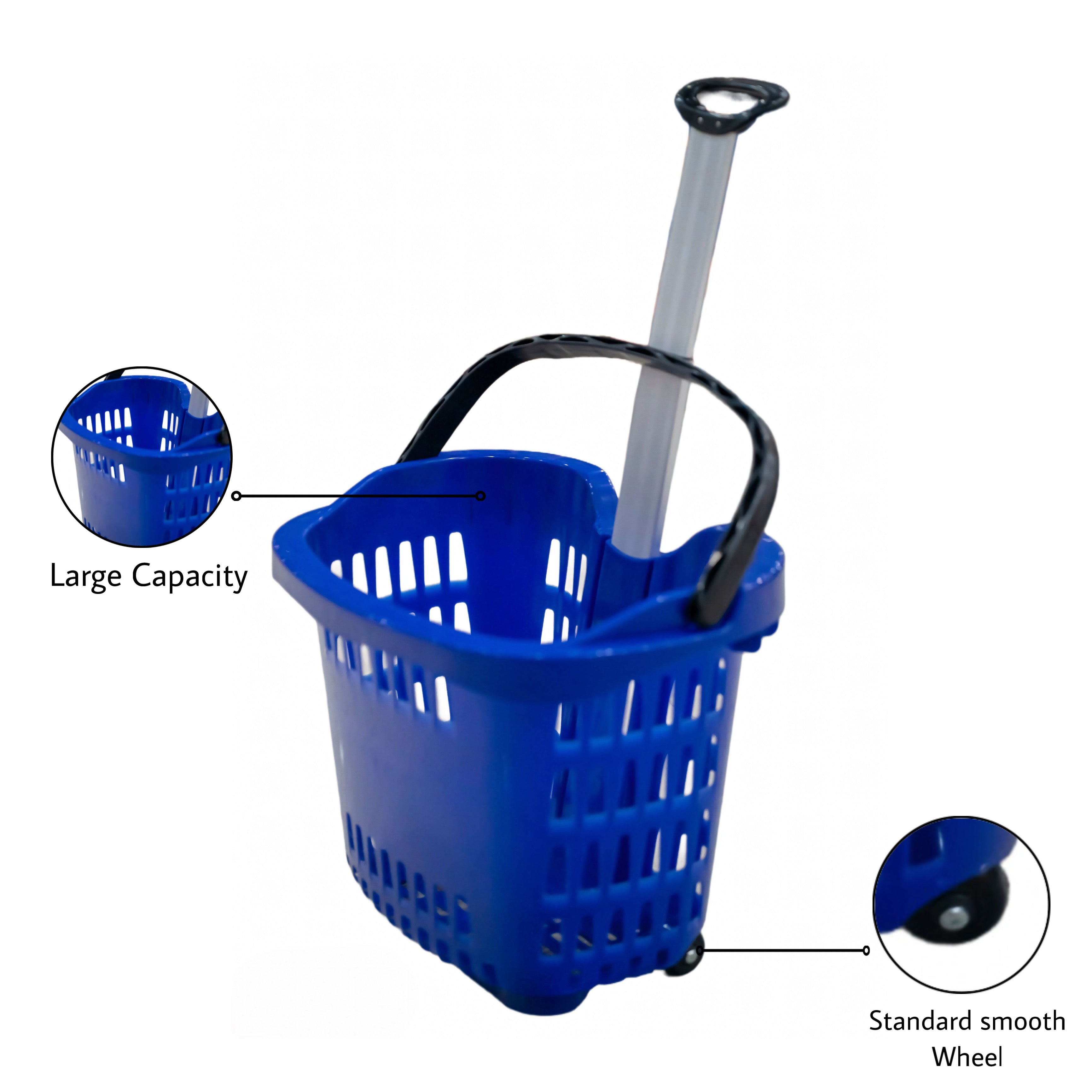 Bigapple 56L Heavy Weight King Shopping Trolley Basket with wheels, Basket Type - comes with 2 wheels and Aluminium Handle