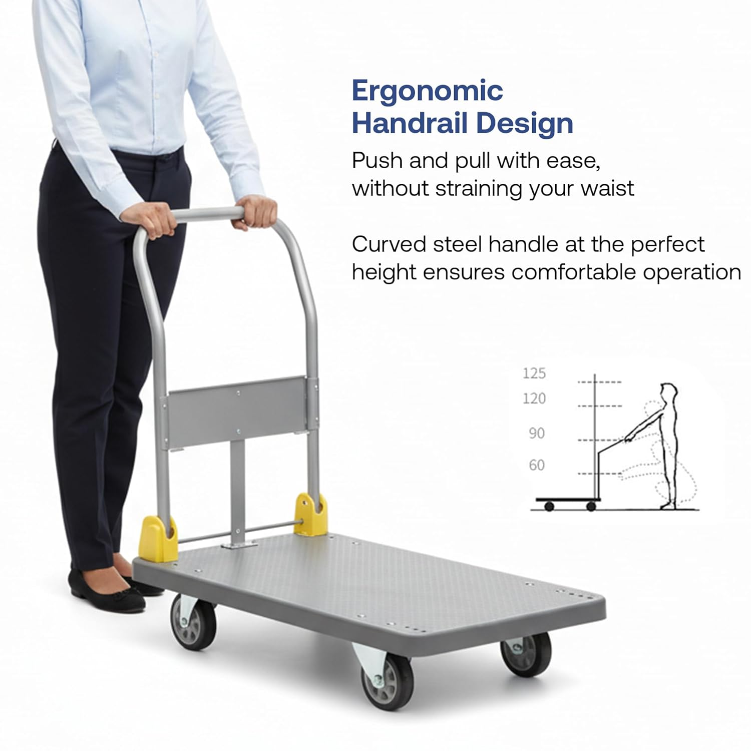 200kg BIGAPPLE Plastic Foldable Platform Trolley for Heavy Weight/Material Handling Goods Trolley for Home, Office, Warehouse & Industries -Grey Color