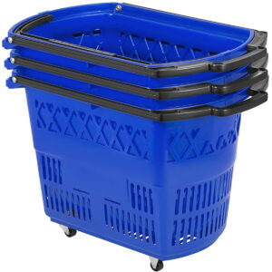 42L Shopping Basket With Wheels Blue