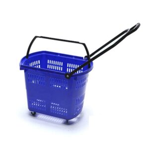 30L Shopping Basket With Wheels Blue